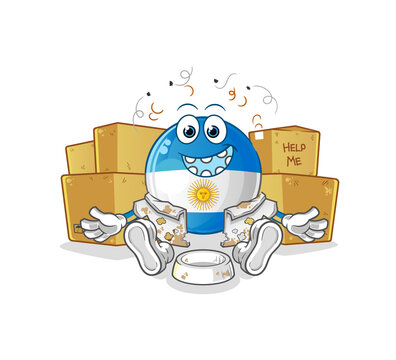 recommend clip art: argentina flag homeless character. cartoon mascot vector