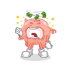 piggy bank yawn character. cartoon mascot vector