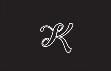 line K icon logo design with handwritten style. Creative template for company