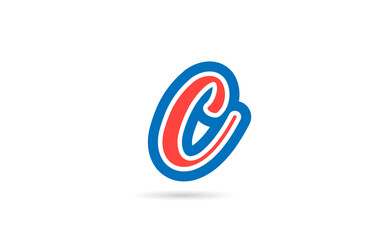 Fototapeta premium red blue handwritten C alphabet letter logo design icon. Creative template for business and company