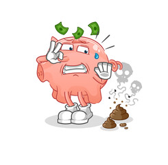 piggy bank with stinky waste illustration. character vector