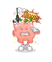 piggy bank warning shot mascot. cartoon vector