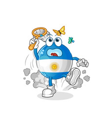 argentina flag catch butterfly illustration. character vector