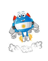 argentina flag with jetpack mascot. cartoon vector