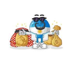 argentina flag rich arabian mascot. cartoon vector
