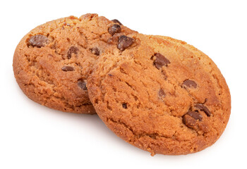 Chocolate chip cookies isolated on white background, Cookies Chocolate chip on White Background With clipping path.