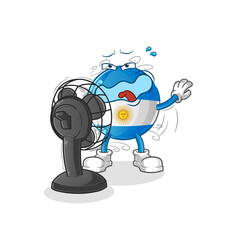 argentina flag in front of the fan character. cartoon mascot vector