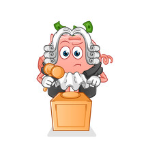 piggy bank judge holds gavel. character vector