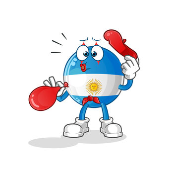 recommend clip art: argentina flag pantomime blowing balloon. cartoon mascot vector