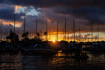 sunset in the harbor