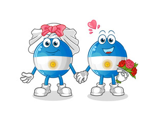 argentina flag wedding cartoon. cartoon mascot vector