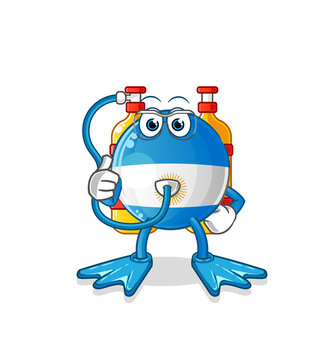 recommend clip art: argentina flag diver cartoon. cartoon mascot vector
