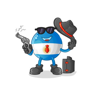 recommend clip art: argentina flag mafia with gun character. cartoon mascot vector