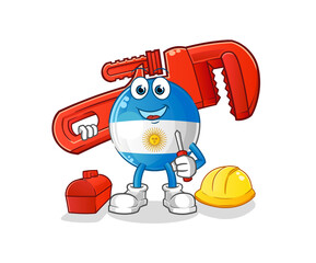argentina flag plumber cartoon. cartoon mascot vector
