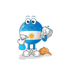 argentina flag cleaner vector. cartoon character