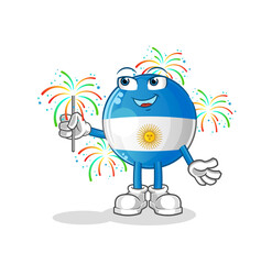 argentina flag with fireworks mascot. cartoon vector