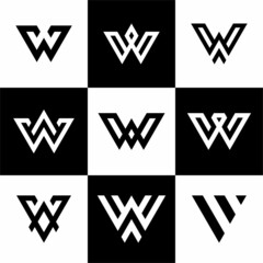 Initial letter W logo design inspiration. with a set of business, company, product and random logos
