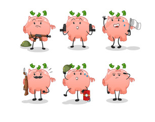 piggy bank troops character. cartoon mascot vector