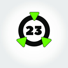 Ring icon with triangles and numeral 23 inside