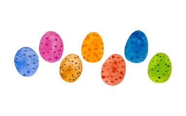 Watercolor eggs in abstract style on white background. Watercolor illustration.