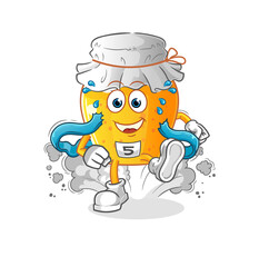 Obraz premium honey jar runner character. cartoon mascot vector