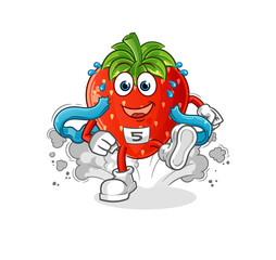 strawberry runner character. cartoon mascot vector