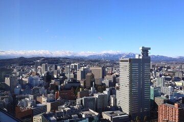 View of Sendai city from a skyscraper.