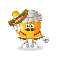 honey jar Mexican culture and flag. cartoon mascot vector