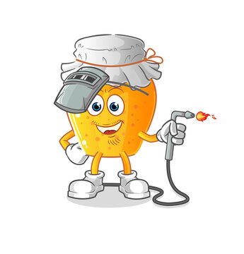 recommend clip art: honey jar welder mascot. cartoon vector