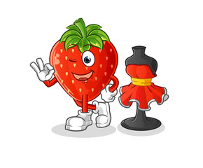 strawberry fashion designer vector. cartoon character