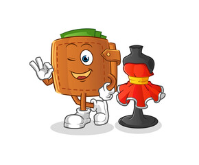 wallet fashion designer vector. cartoon character