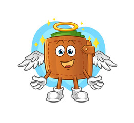 wallet angel with wings vector. cartoon character