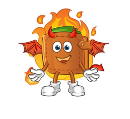 wallet demon with wings character. cartoon mascot vector