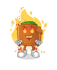 wallet on fire mascot. cartoon vector