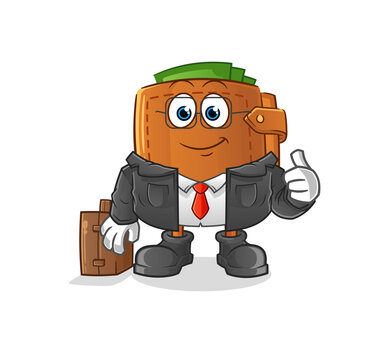 wallet office worker mascot. cartoon vector