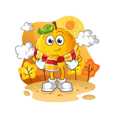 Obraz na płótnie Canvas jackfruit in the autumn. cartoon mascot vector