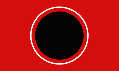 red background with black circle and white outline circle in the middle