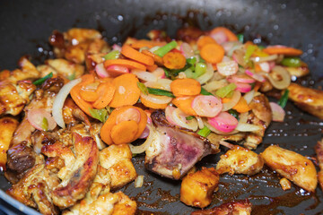 Healthy stir-fried chicken meal