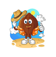 cacao go on vacation. cartoon mascot vector