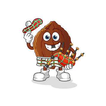 recommend clip art: cacao scottish with bagpipes vector. cartoon character