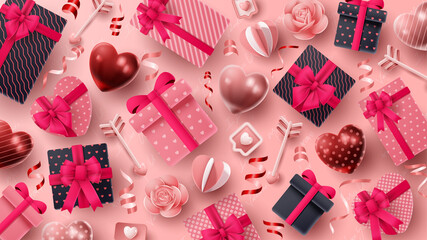 Valentine's day 3D product presentation for banner, advertising, and business. vector illustration