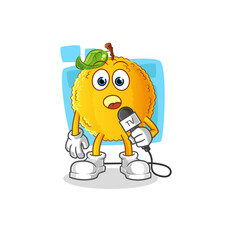 jackfruit tv reporter cartoon. cartoon mascot vector