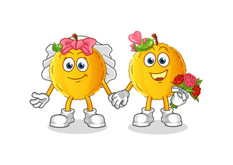 Obraz premium jackfruit wedding cartoon. cartoon mascot vector