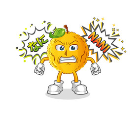jackfruit anime angry vector. cartoon character
