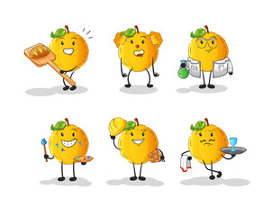 jackfruit profession set character. cartoon mascot vector