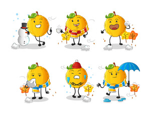 jackfruit in cold weather character mascot vector