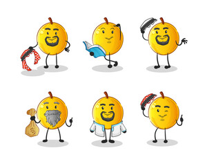 Fototapeta premium langsat fruit arab character. cartoon mascot vector
