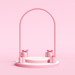 Love background concept, mock up scene with podium geometry shape for Valentine's day event. 3D rendering