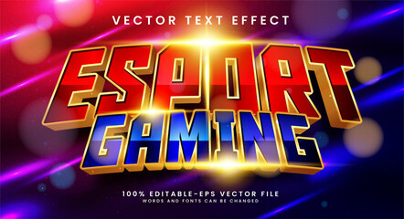 Esport gaming editable text style effect with red and blue color. 3D vector text