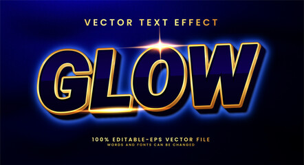 Glow 3D text style effect. Editable text with blue luxury concept.